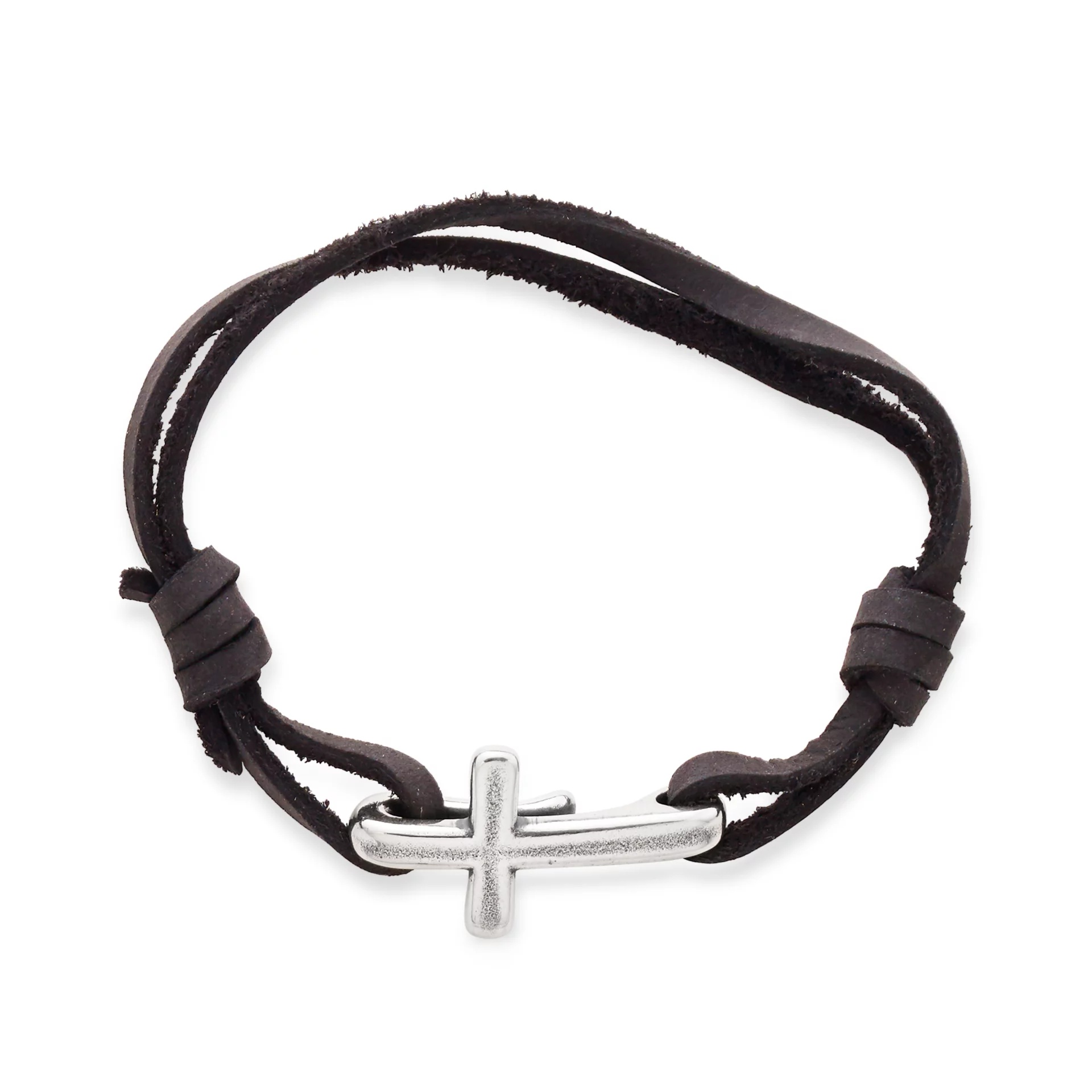 Cross Hook-On Leather Bracelet