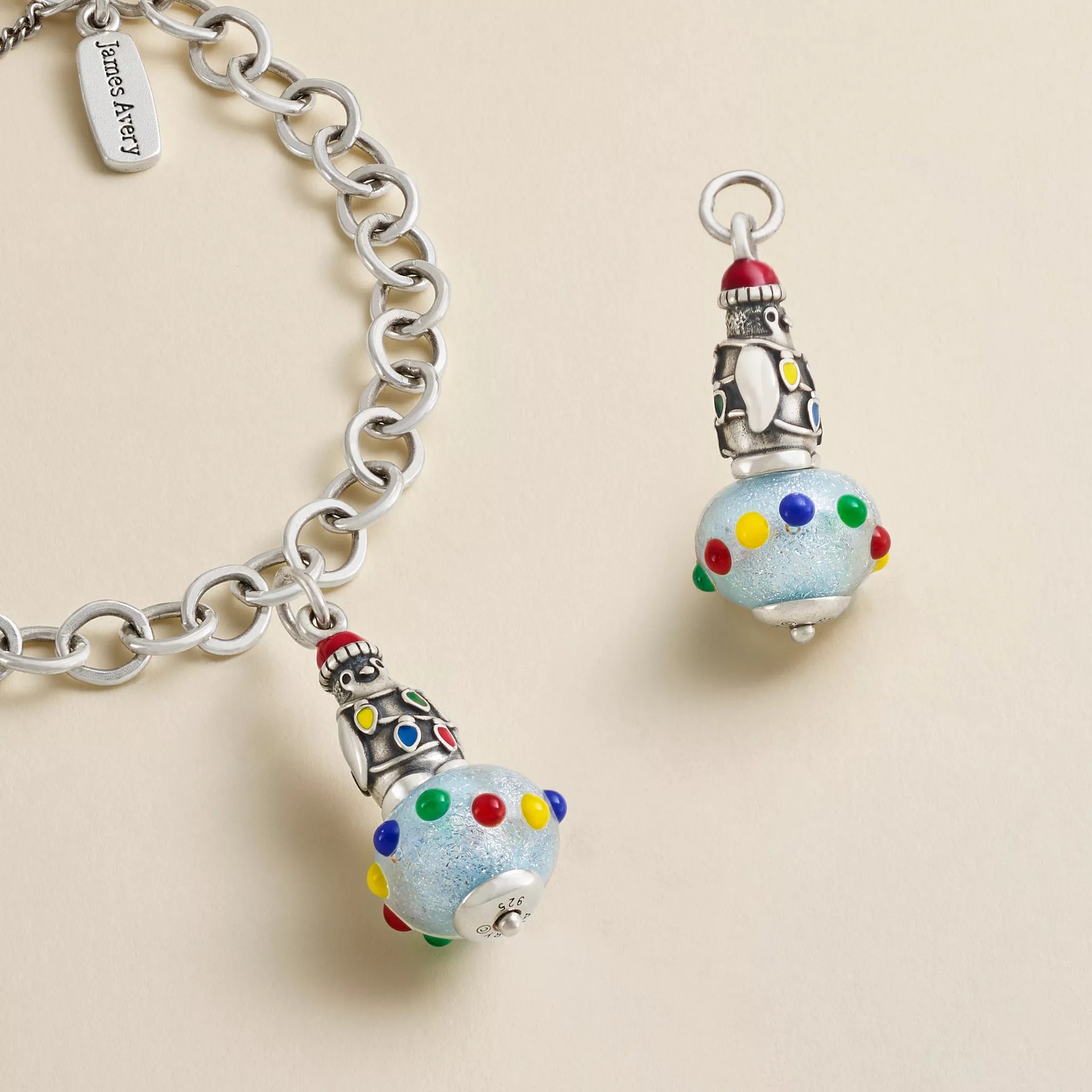 Enamel Christmas Penguin Art Glass Charm - Image 3