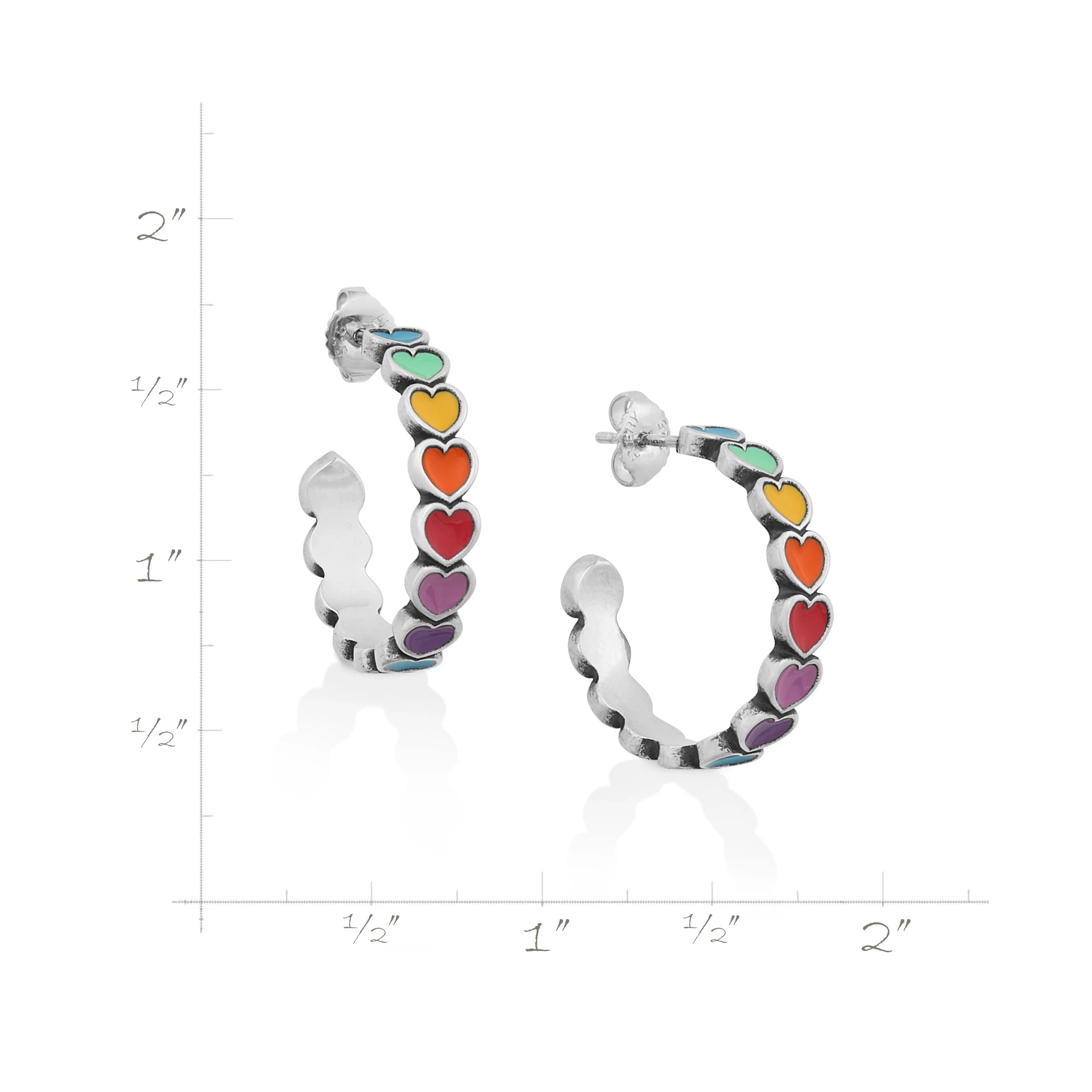 Enamel Connected Hearts Hoops - Image 7