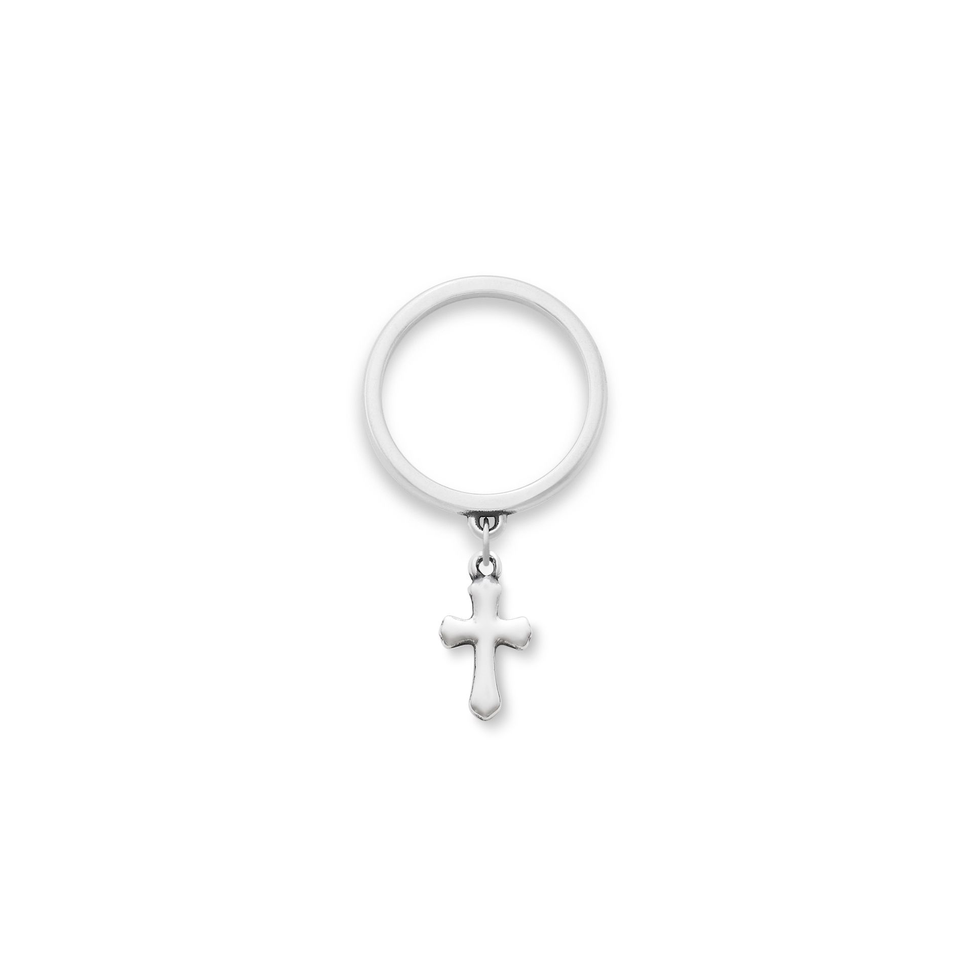 Flared Cross Charm Dangle Ring