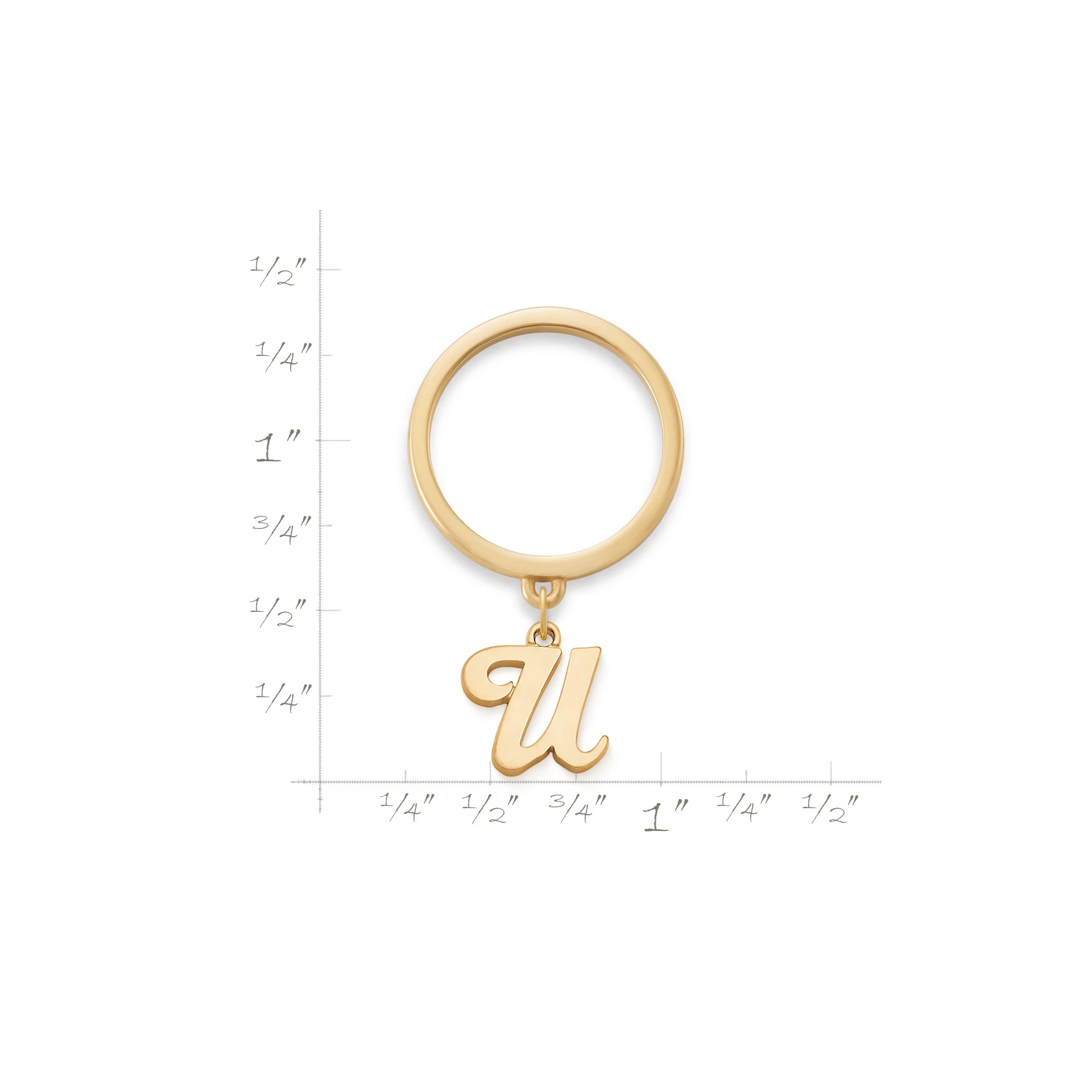 Small Script Initial Charm Dangle Ring - Image 2