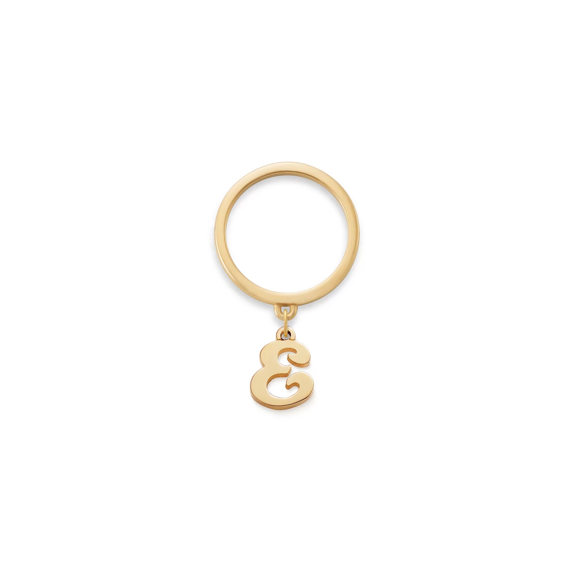 Small Script Initial Charm Dangle Ring