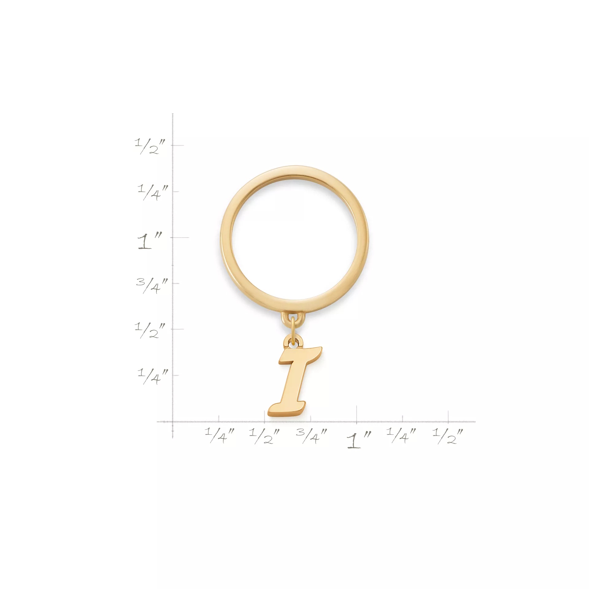 Small Script Initial Charm Dangle Ring - Image 2