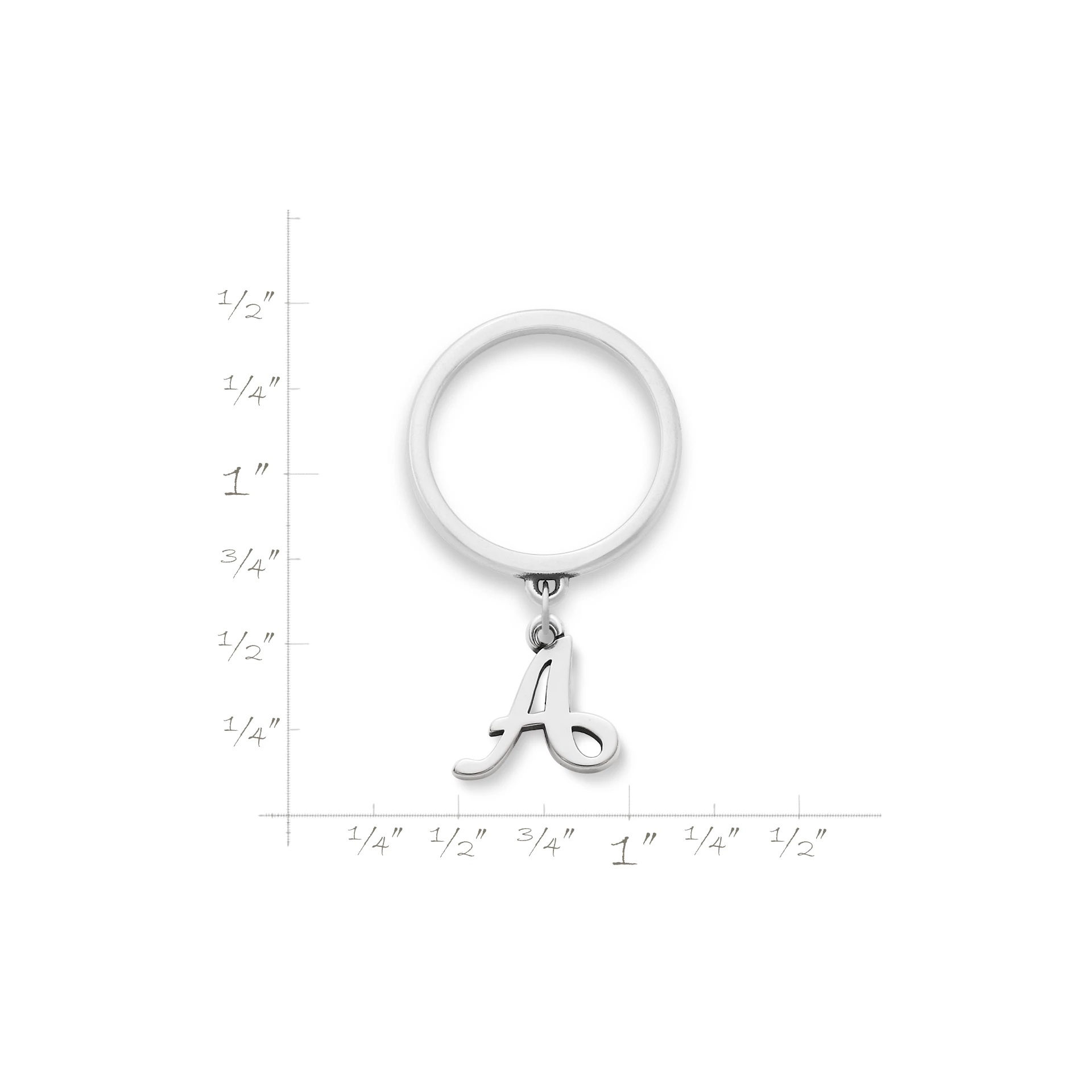 Small Script Initial Charm Dangle Ring - Image 4