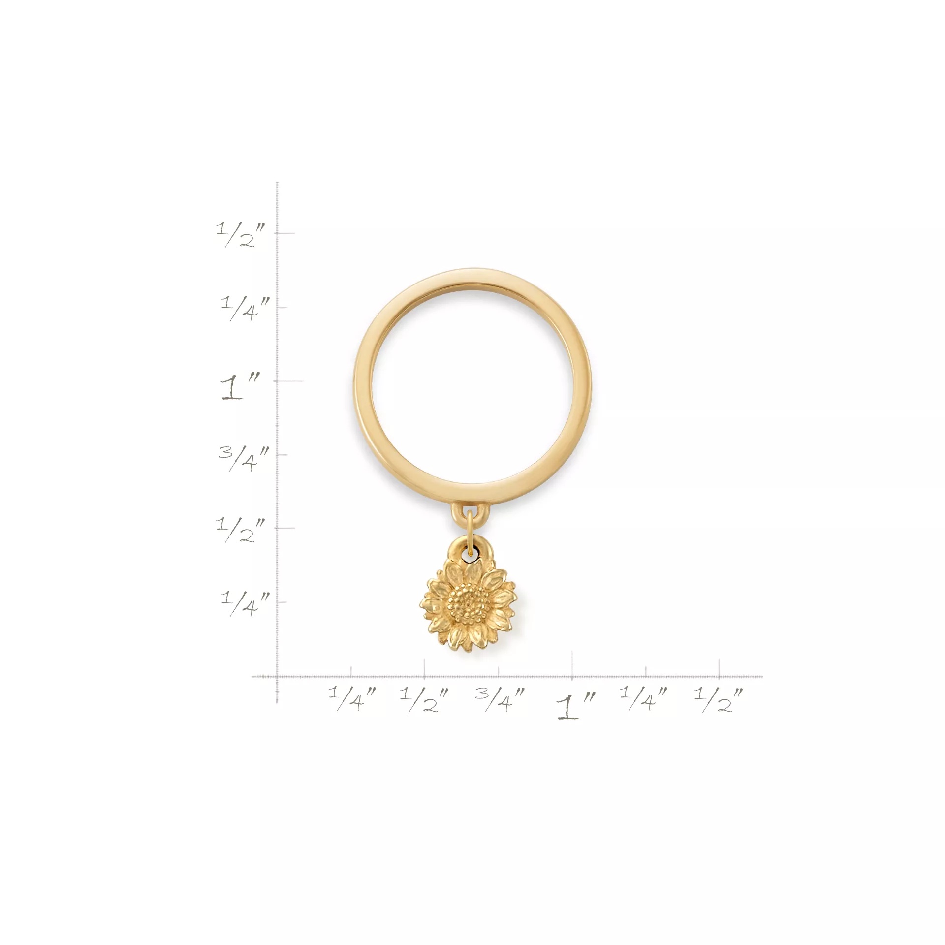 Mini Sunflower Charm Dangle Ring - Image 2