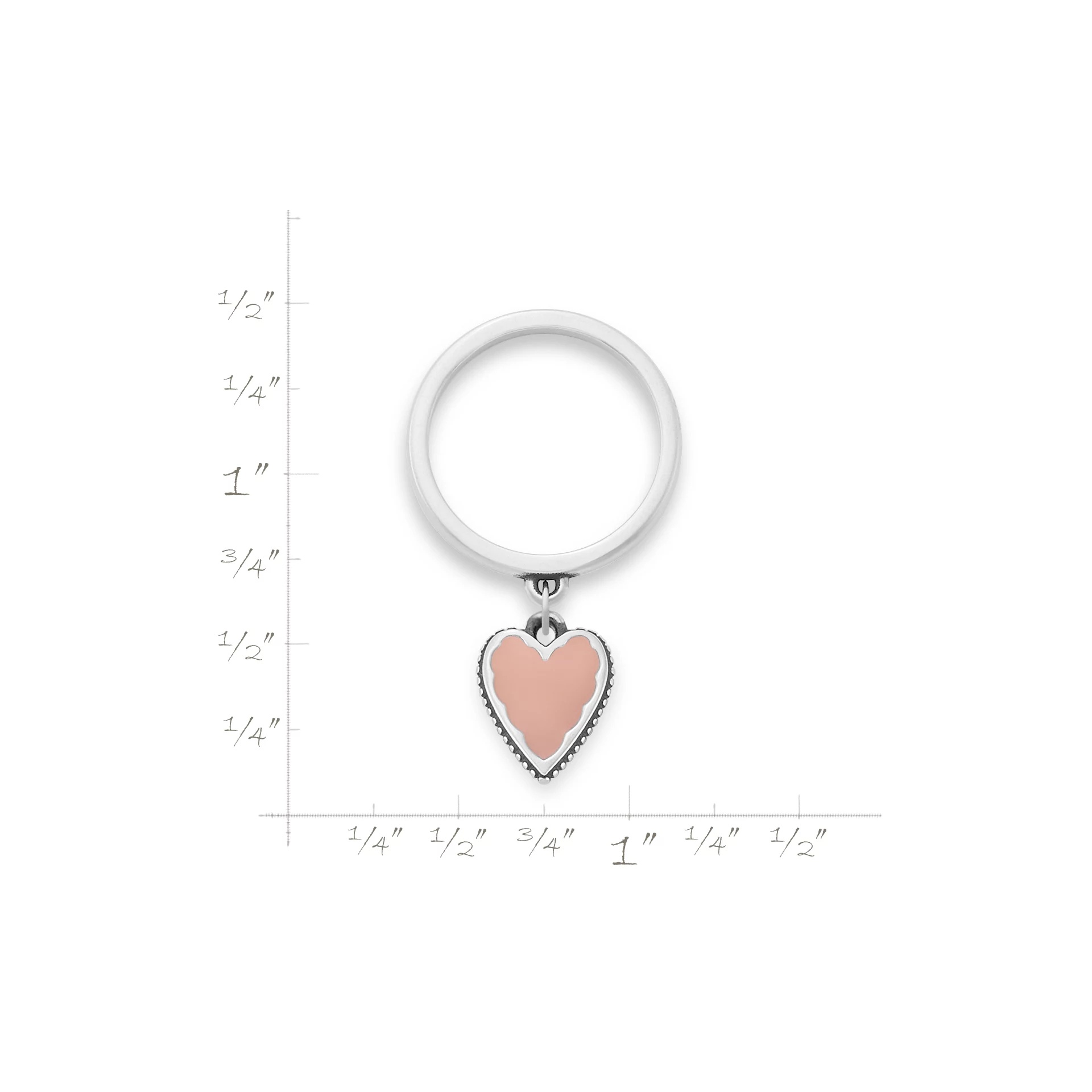 Small Enamel Heart Charm Dangle Ring - Image 3