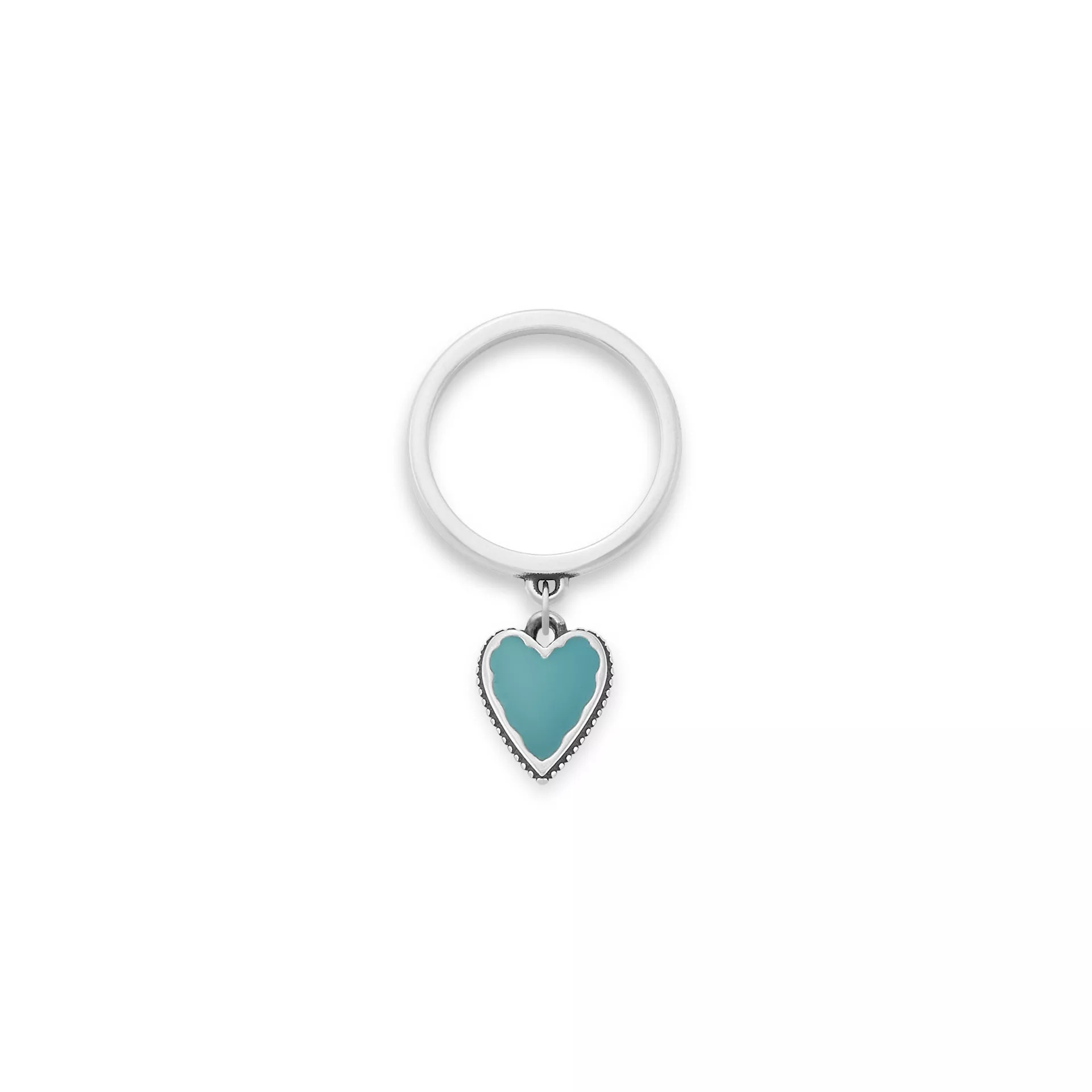 Small Enamel Heart Charm Dangle Ring