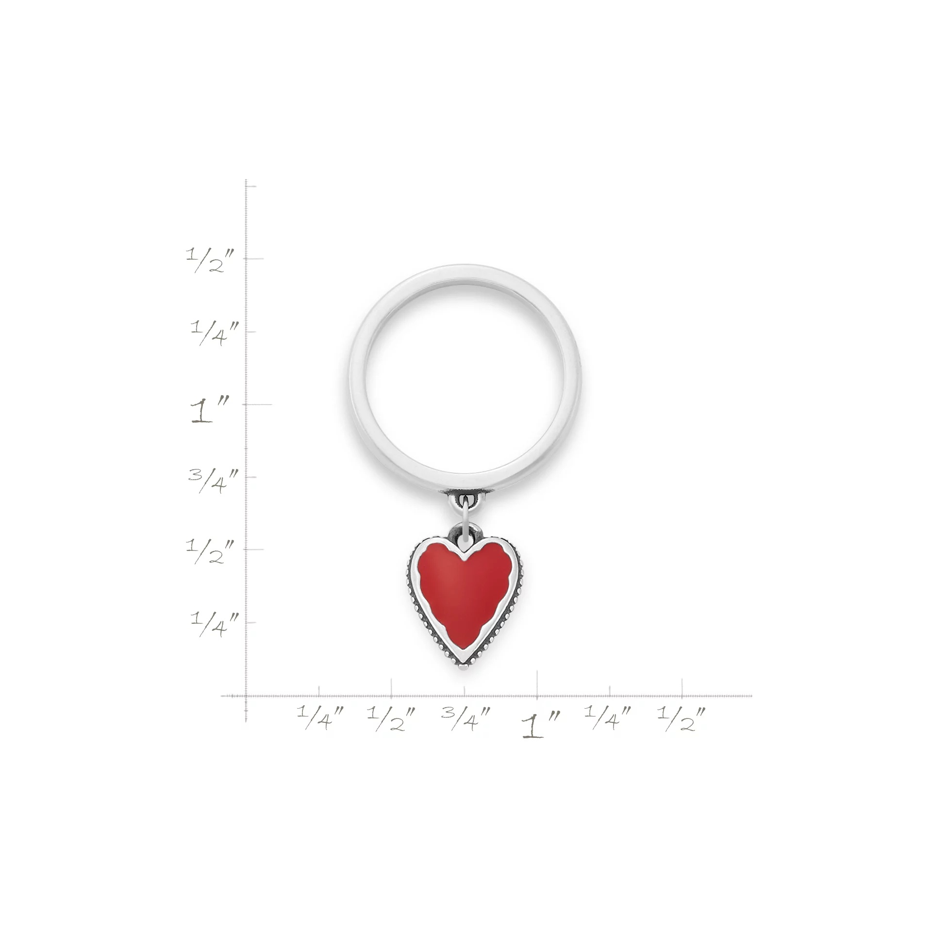 Small Enamel Heart Charm Dangle Ring - Image 3