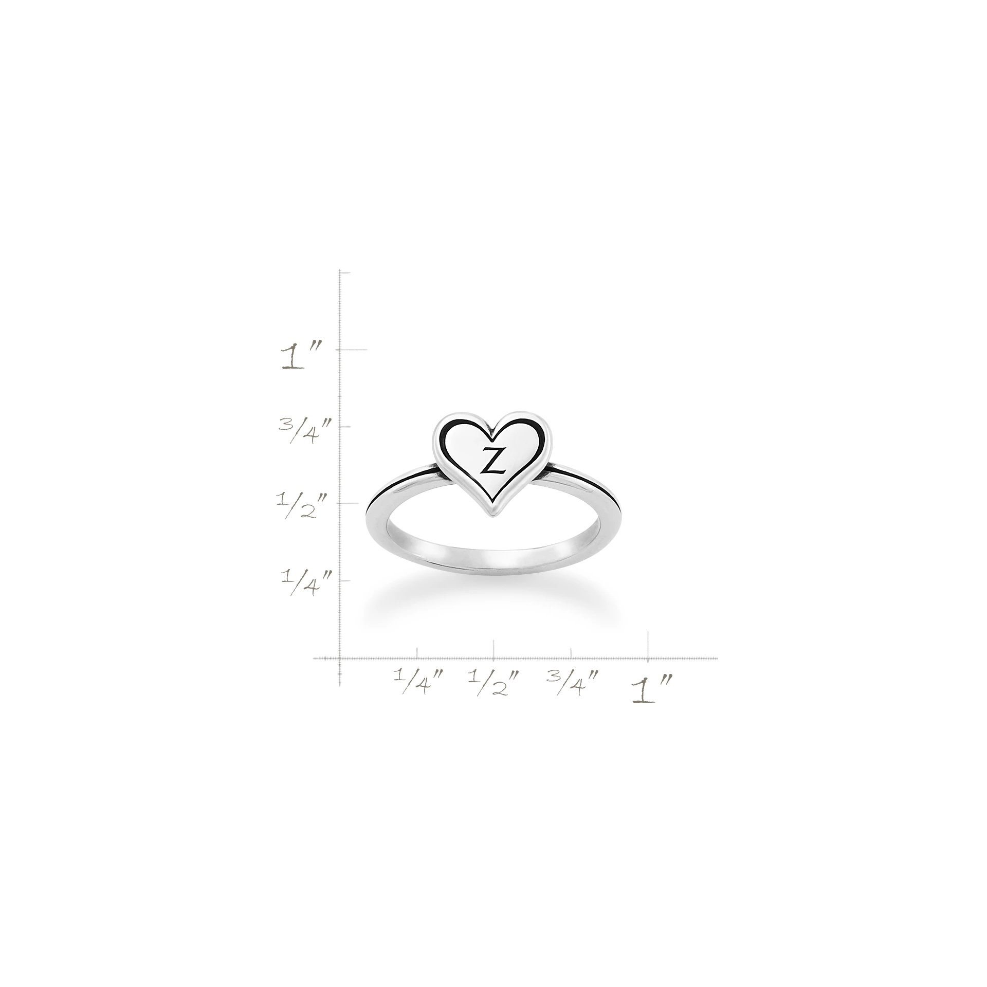 Delicate Heart Initial Ring - Image 4