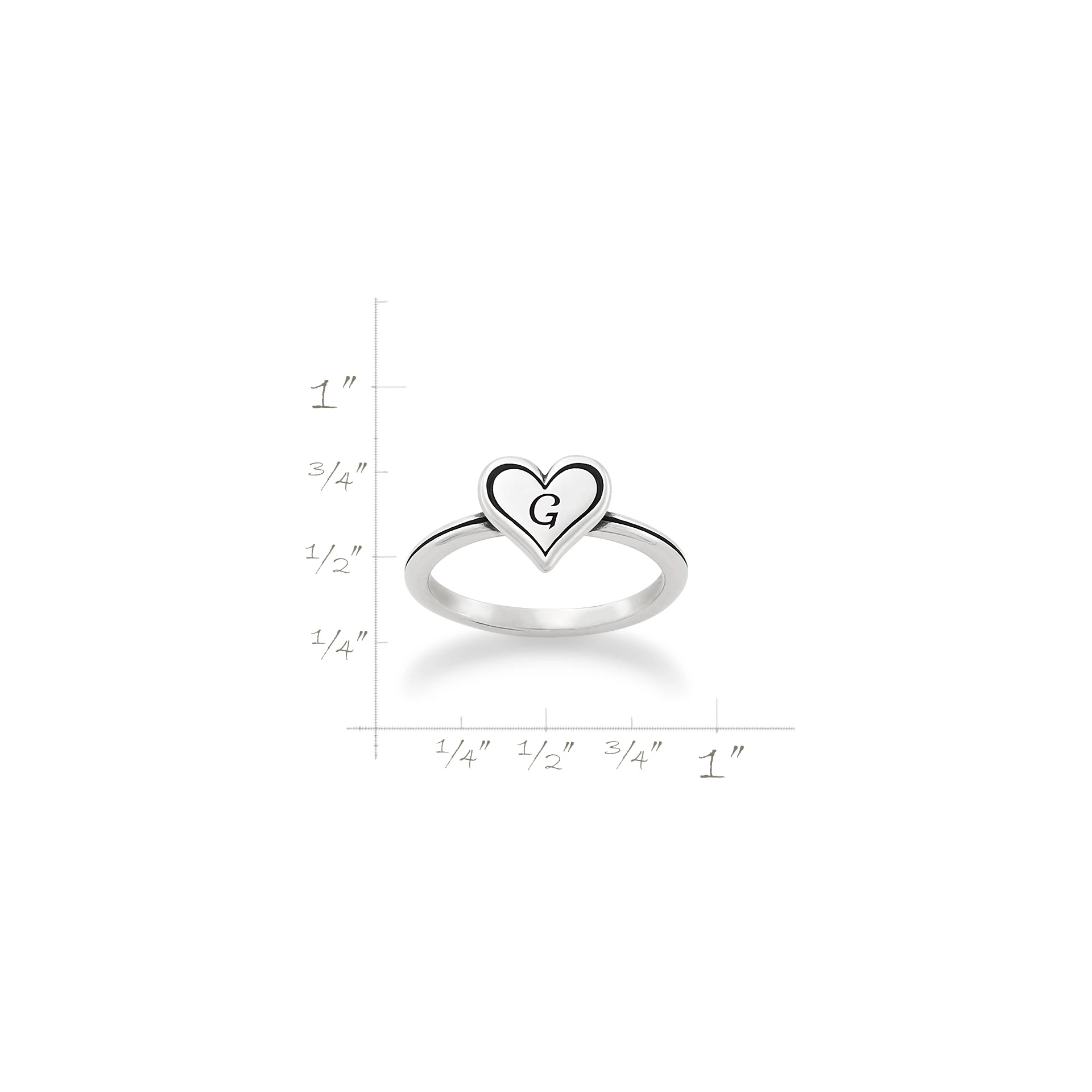 Delicate Heart Initial Ring - Image 4