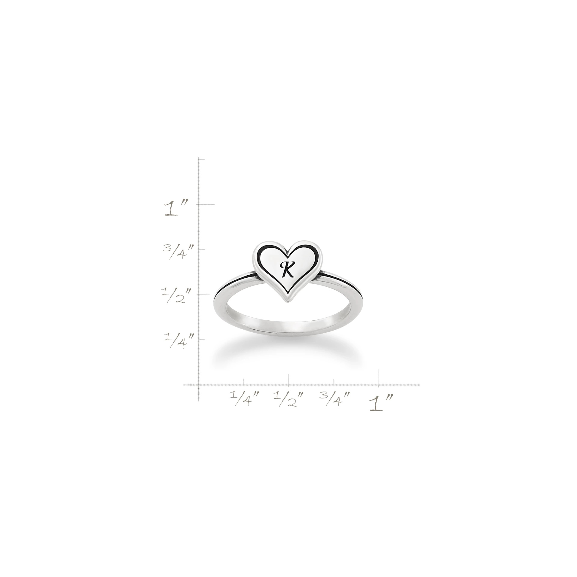 Delicate Heart Initial Ring - Image 4